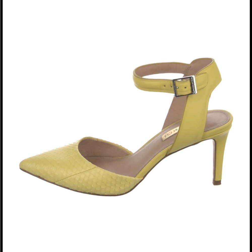 Louise et Cie Yellow Ankle Strap Textured Heels